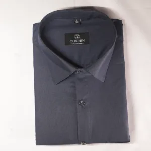 Cochin Cotton Men's Steel Grey Solid Formal Shirt