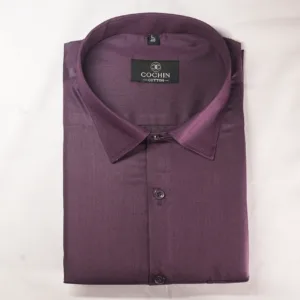 Cochin Cotton Men's Plum Purple Solid Formal Shirt