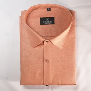 Cochin Cotton Men's Peach Solid Formal Shirt