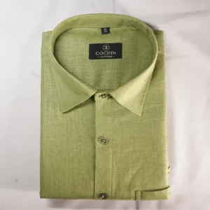 Cochin Cotton Men's Pistachio Green Solid Formal Shirt
