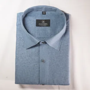 Cochin Cotton Men's Sky Blue Solid Formal Shirt
