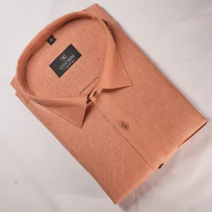 Cochin Cotton Peach Solid Linen-Texture Formal Shirt
