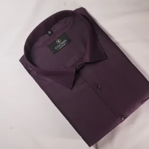 Cochin Cotton Deep Purple Solid Satin Formal Shirt