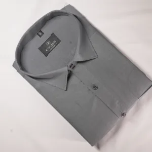 Cochin Cotton Steel Grey Solid Satin Formal Shirt