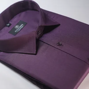 Cochin Cotton Wine Purple Plain Satin Formal Shirt