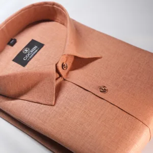 Cochin Cotton Peach Linen-Texture Formal Shirt