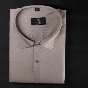 Cochin Cotton Light Beige Plain Satin Formal Shirt