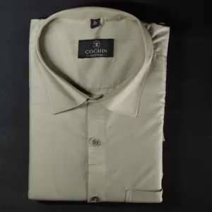 Cochin Cotton Sage Green Plain Satin Formal Shirt