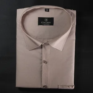 Desert Beige Cotton Plain Satin Shirt