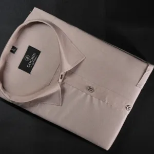 Cochin Cotton Taupe Plain Satin Formal Shirt