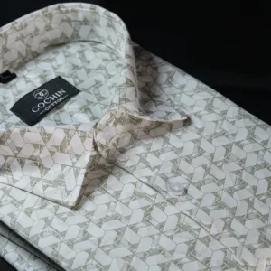 Ivory Sage Geometric Print Cotton Shirt