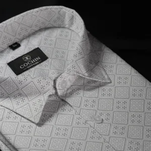 Silver Grey Diamond Print Cotton Shirt