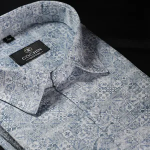 Azure Heritage Print Cotton Shirt